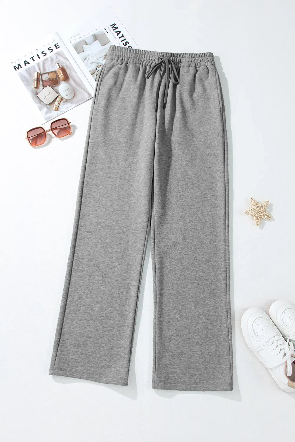 Gray heathered Daverri Fashions drawstring sweatpants with pockets