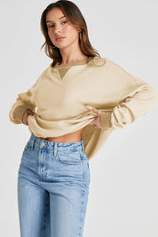 Waffle-Knit Long Sleeve Sweatshirt | Sweatshirts Daverri Fashions