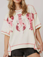 Sequin Lobster Half Sleeve T-Shirt | T-Shirts Daverri Fashions