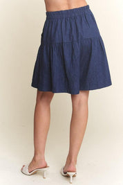 ADORA Elastic Waist Wide Leg Denim Shorts | Denim Shorts Daverri Fashions