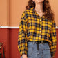 Daverri yellow and black plaid button-down shirt with long sleeves