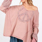SAGE + FIG Peace Sign Mineral Wash Terry Top - DAVERRI FASHIONS
