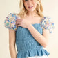 And The Why Embellishment Sleeve Smocked Top - DAVERRI FASHIONS