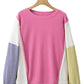 Exposed Seam Contrast Long Sleeve Sweatshirt - DAVERRI FASHIONS