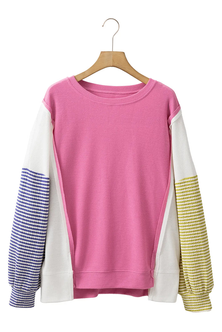 Exposed Seam Contrast Long Sleeve Sweatshirt | Sweatshirts Daverri Fashions
