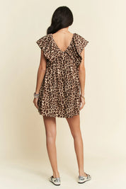 Davi & Dani Animal Printed Velvet Ribbon Mini Dress | Mini Dresses Daverri Fashions