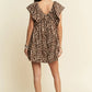 Davi & Dani Animal Printed Velvet Ribbon Mini Dress - DAVERRI FASHIONS