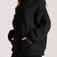Black oversized kangaroo pocket long sleeve hoodie