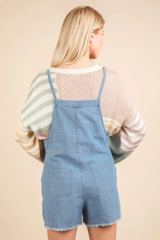 VERY J Mineral Washed Denim Casual Romper Rompers