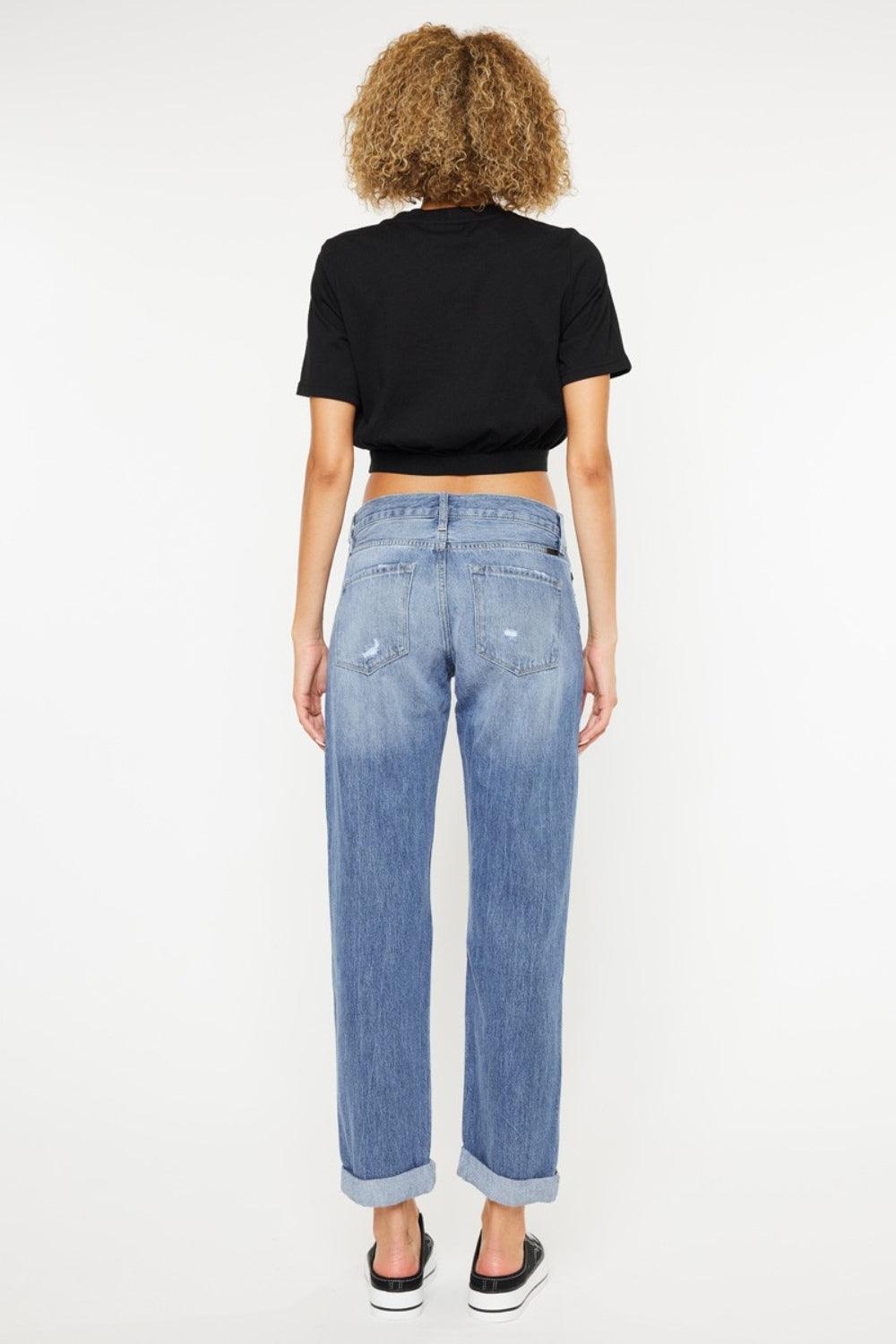 Kancan Mid Rise Distressed Straight Jeans | Jeans Daverri Fashions