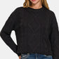 Zenana Cropped High Low Cable Sweater with Side Slits - DAVERRI FASHIONS
