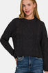 Zenana Cropped High Low Cable Sweater with Side Slits - DAVERRI FASHIONS