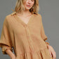 Umgee Full Size Mineral Washed Cotton Gauze Top Plus Size LATTE XL Tops