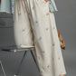 Umgee Lace Drawstring Embroidered Bow Wide Leg Pants Pants