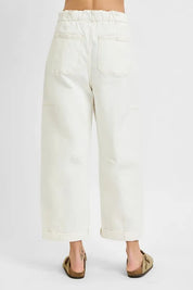 RISEN Full Size High Rise Crop Wide Barrel Cargo Pocket Jeans Plus Size | Cargo Jeans Daverri Fashions