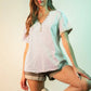 VERY J Striped V-Neck Short Sleeve T-Shirt T-Shirts