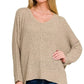 Zenana Dolman Sleeve V-Neck Sweater - DAVERRI FASHIONS