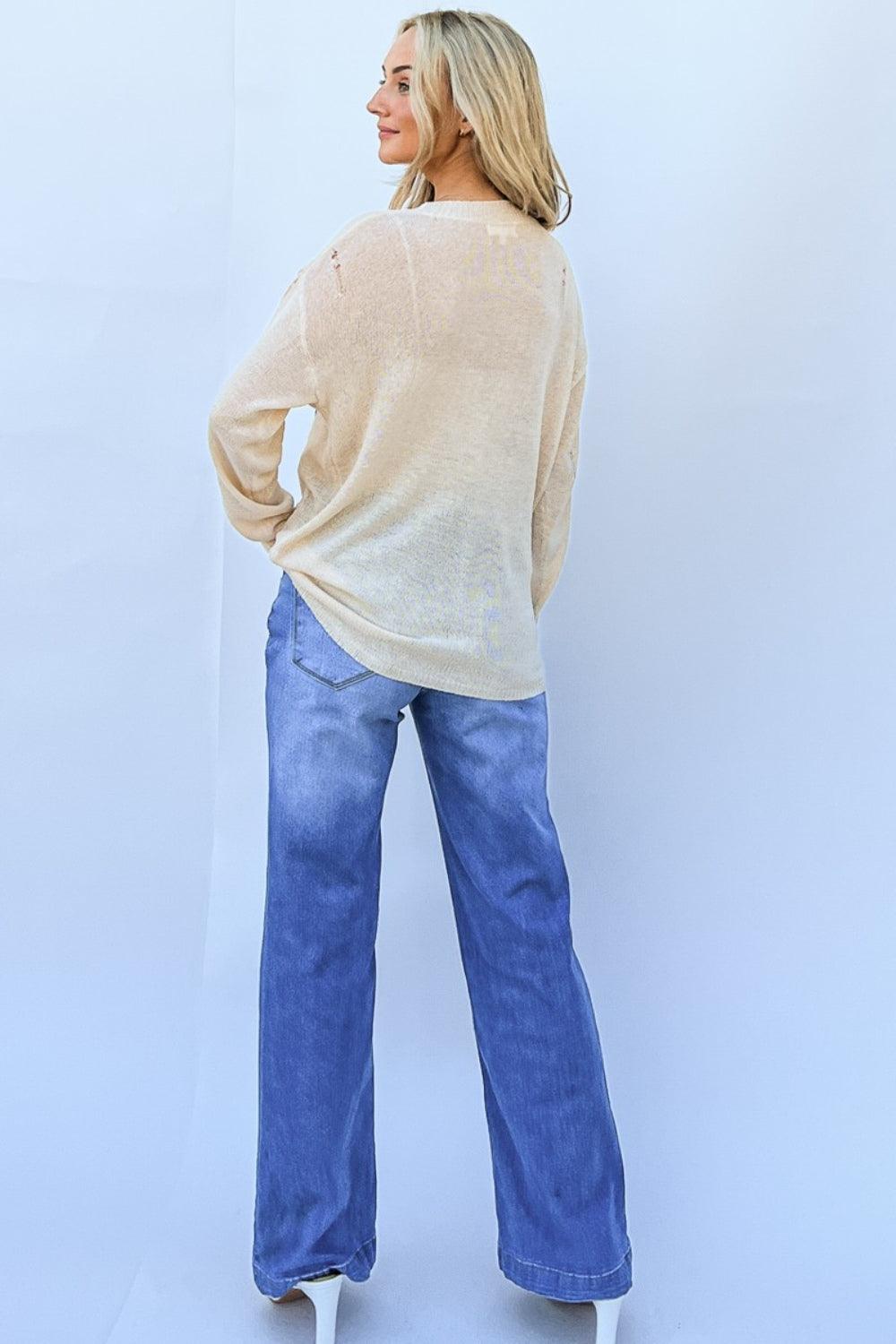 And The Why GRATEFUL Long Sleeve Knit Top | Tops Daverri Fashions
