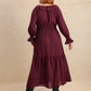 Plus Size Swiss Dot Tie Neck Flounce Sleeve Maxi Dress - DAVERRI FASHIONS