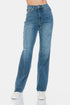 Judy Blue Full Size Tummy Control Cut Raw Hem Straight Jeans Medium