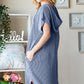 Heimish Full Size Ribbed Short Sleeve Hooded Dress - DAVERRI FASHIONS