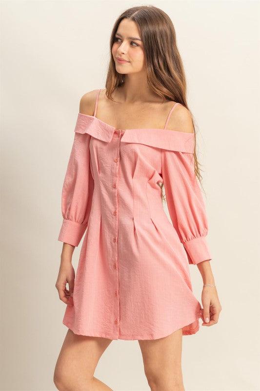 HYFVE Button Down Spaghetti Strap Mini Dress with Pockets Mini Dresses
