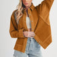 Aemi + Co Side Slit Exposed Seam Button Up Corduroy Jacket Terracotta Jackets