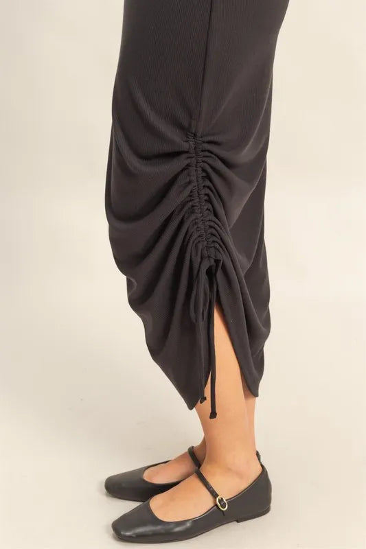 HYFVE Scoop Neck Side Tie Detail Midi Dress