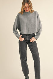 Mable Round Neck Dolman Sleeve Cropped Sweater | Sweaters Daverri Fashions
