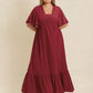 Plus Size Lace Detail Flutter Sleeve Maxi Dress - DAVERRI FASHIONS