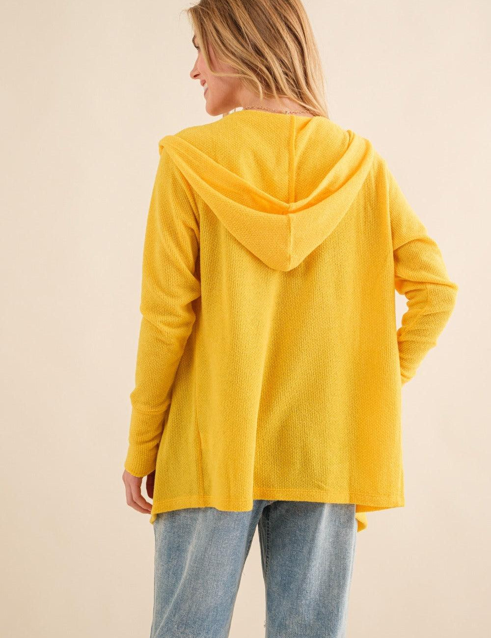 And The Why Full Size Thermal Hooded Open Front Cardigan with Pockets | Cardigans Daverri Fashions