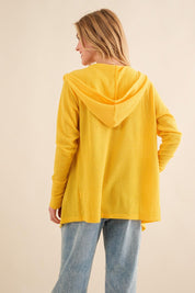 And The Why Full Size Thermal Hooded Open Front Cardigan with Pockets | Cardigans Daverri Fashions