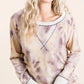 BiBi tie-dye terry pullover sweatshirt in beige-brown with white trim