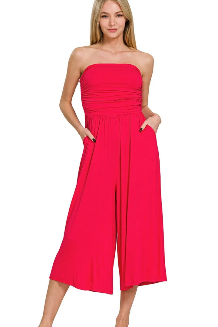 Zenana Double Layered Strapless Tube Top Jumpsuit RUBY Jumpsuits