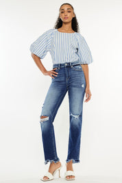 Kancan High Rise Distressed Slim Straight Jeans | Jeans Daverri Fashions