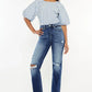 Kancan High Rise Distressed Slim Straight Jeans - DAVERRI FASHIONS