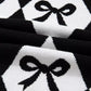 Bow Pattern Long Sleeve Contrast Sweater - DAVERRI FASHIONS