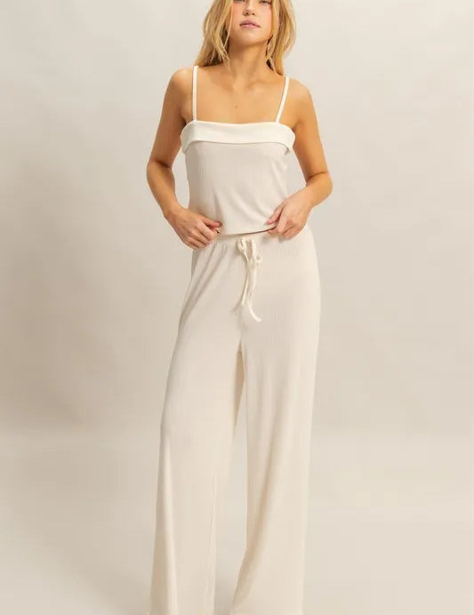 WHITE HYFVE Rib Knit Cami Top and Pants Set | Outfit Sets Daverri Fashions