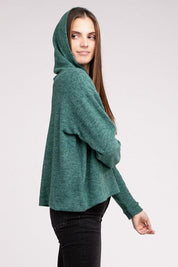 Hooded Brushed Melange Hacci Sweater Sweaters