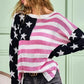 BiBi American Flag Low Gauge Knit Top - DAVERRI FASHIONS