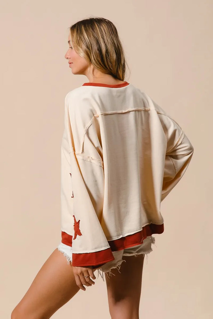 BiBi French Terry Top With Patch Detail Sweatshirt Sweatshirts