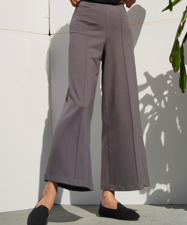 PONTE WIDE LEG ANKLE LENGTH PANTS WINE