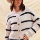 SO ME Stripe Soft Touch Button Cozy Sweater Cardigan - DAVERRI FASHIONS