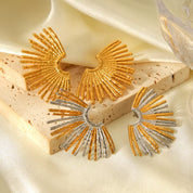 Stainless Steel Fan-Shaped Earrings | Earrings Daverri Fashions