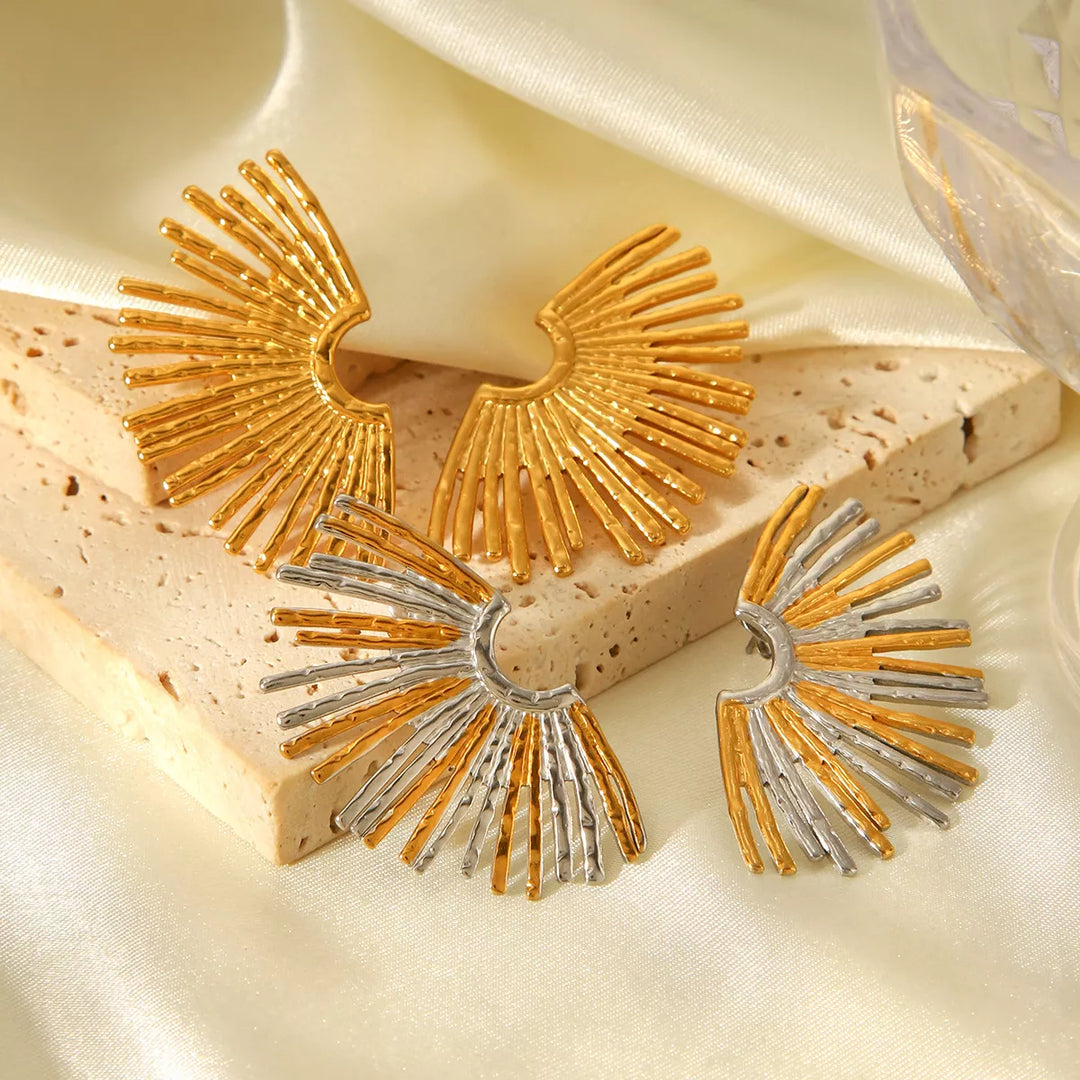 Stainless Steel Fan-Shaped Earrings | Earrings Daverri Fashions