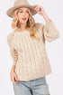 SAGE + FIG Cable-Knit Long Sleeve Sweater Natural - DAVERRI FASHIONS