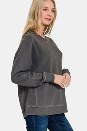 Zenana Full Size Pigment Dyed French Terry Sweatshirt | Sweatshirts Daverri Fashions