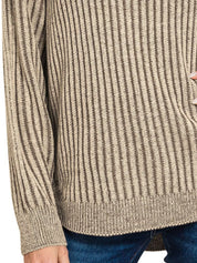 Zenana Curved Hem Two-Tone Ribbed Sweater | Sweaters Daverri Fashions