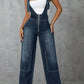Zip Front Wide Strap Denim Overalls - DAVERRI FASHIONS
