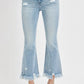 RISEN Full Size Raw Hem Distressed Cropped Flare Jeans Plus Size